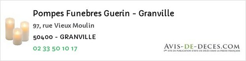 Avis de décès - Saint-Germain-Sur-Sèves - Pompes Funebres Guerin - Granville
