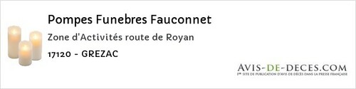 Avis de décès - Asnières-la-Giraud - Pompes Funebres Fauconnet