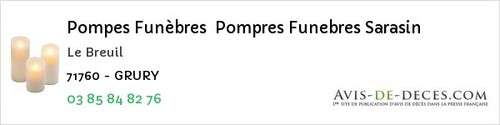 Avis de décès - Châtenoy-le-Royal - Pompes Funèbres Pompres Funebres Sarasin