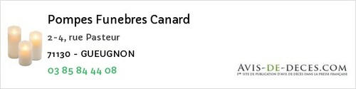 Avis de décès - Saint-Laurent-En-Brionnais - Pompes Funebres Canard