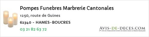 Avis de décès - Condette - Pompes Funebres Marbrerie Cantonales
