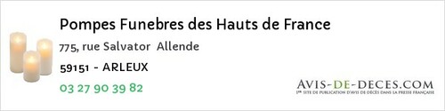 Avis de décès - Marpent - Pompes Funebres des Hauts de France