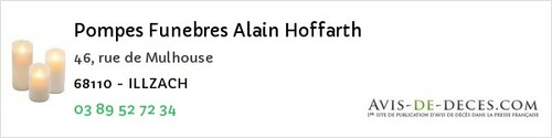 Avis de décès - Michelbach-le-Haut - Pompes Funebres Alain Hoffarth