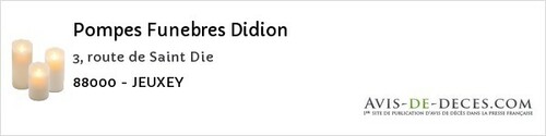Avis de décès - Pont-sur-Madon - Pompes Funebres Didion