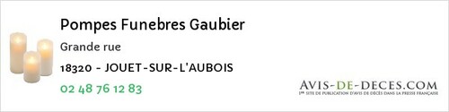 Avis de décès - Couy - Pompes Funebres Gaubier