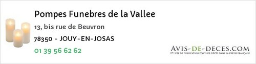 Avis de décès - Vaux-sur-Seine - Pompes Funebres de la Vallee