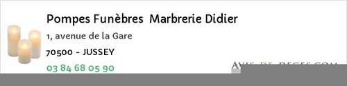 Avis de décès - Purgerot - Pompes Funèbres Marbrerie Didier