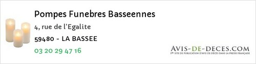 Avis de décès - Valenciennes - Pompes Funebres Basseennes