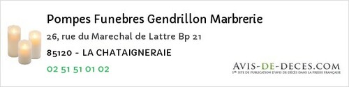Avis de décès - Saint-Gilles-Croix-De-Vie - Pompes Funebres Gendrillon Marbrerie