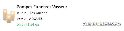 Avis de décès - Warlencourt-Eaucourt - Pompes Funebres Vasseur