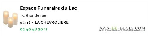 Avis de décès - La Chapelle-Heulin - Espace Funeraire du Lac