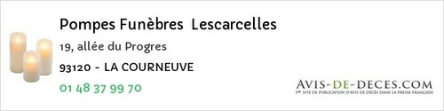 Avis de décès - Le Pré-Saint-Gervais - Pompes Funèbres Lescarcelles