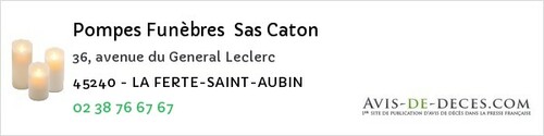 Avis de décès - Sceaux-du-Gâtinais - Pompes Funèbres Sas Caton
