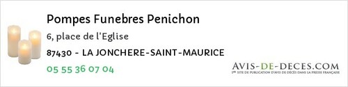 Avis de décès - Saint-Barbant - Pompes Funebres Penichon