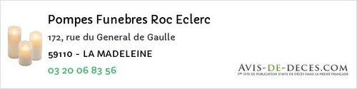 Avis de décès - Rousies - Pompes Funebres Roc Eclerc