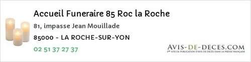 Avis de décès - Rosnay - Accueil Funeraire 85 Roc la Roche