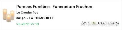 Avis de décès - Montreuil-Bonnin - Pompes Funèbres Funerarium Fruchon