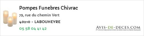 Avis de décès - Bias - Pompes Funebres Chivrac