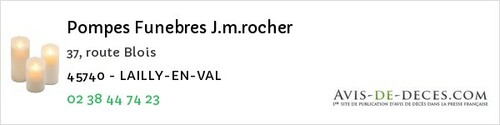 Avis de décès - Marcilly-en-Villette - Pompes Funebres J.m.rocher