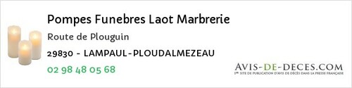 Avis de décès - Plouigneau - Pompes Funebres Laot Marbrerie