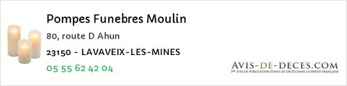 Avis de décès - Saint-Maurice-Près-Crocq - Pompes Funebres Moulin