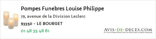 Avis de décès - Neuilly-Plaisance - Pompes Funebres Louise Philippe