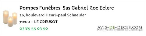 Avis de décès - Saint-Laurent-D'andenay - Pompes Funèbres Sas Gabriel Roc Eclerc