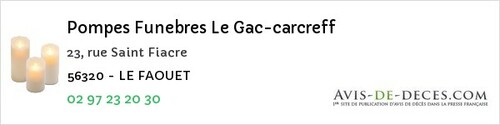 Avis de décès - Saint-Malo-De-Beignon - Pompes Funebres Le Gac-carcreff