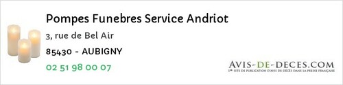 Avis de décès - Sallertaine - Pompes Funebres Service Andriot