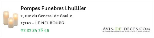 Avis de décès - Louviers - Pompes Funebres Lhuillier