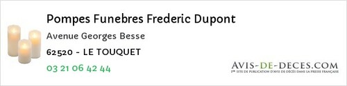 Avis de décès - Angres - Pompes Funebres Frederic Dupont