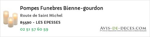 Avis de décès - La Chapelle-Achard - Pompes Funebres Bienne-gourdon