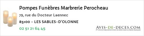 Avis de décès - Saint-Denis-Du-Payré - Pompes Funèbres Marbrerie Perocheau
