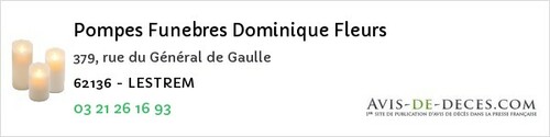 Avis de décès - Aix-Noulette - Pompes Funebres Dominique Fleurs