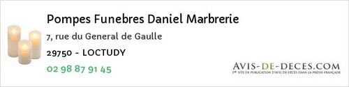 Avis de décès - Tréméoc - Pompes Funebres Daniel Marbrerie