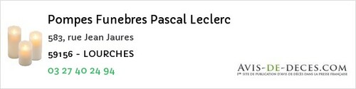 Avis de décès - Téteghem - Pompes Funebres Pascal Leclerc
