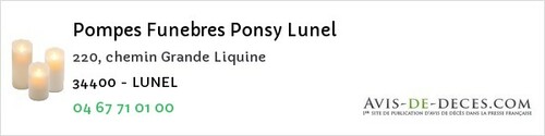 Avis de décès - Portiragnes - Pompes Funebres Ponsy Lunel