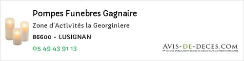 Avis de décès - Saint-Gervais-Les-Trois-Clochers - Pompes Funebres Gagnaire