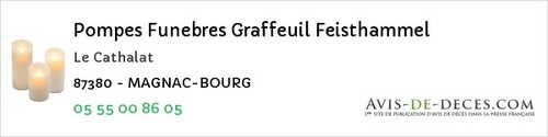 Avis de décès - Saint-Hilaire-Les-Places - Pompes Funebres Graffeuil Feisthammel