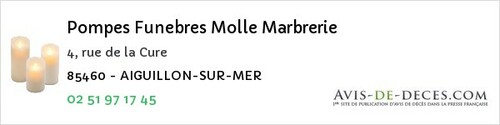 Avis de décès - La Pommeraie-Sur-Sèvre - Pompes Funebres Molle Marbrerie
