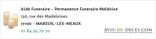 Avis de décès - Moissy-Cramayel - Aide Funeraire - Permanence Funeraire Meldoise