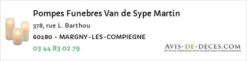 Avis de décès - Duvy - Pompes Funebres Van de Sype Martin