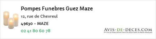 Avis de décès - Morannes - Pompes Funebres Guez Maze