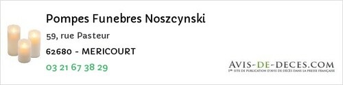 Avis de décès - Héricourt - Pompes Funebres Noszcynski