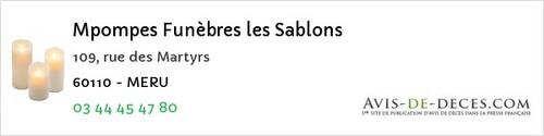Avis de décès - Giraumont - Mpompes Funèbres les Sablons