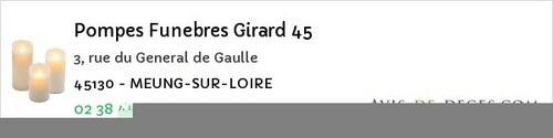 Avis de décès - Bucy-Saint-Liphard - Pompes Funebres Girard 45