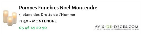 Avis de décès - Nieul-lès-Saintes - Pompes Funebres Noel Montendre