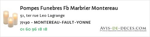 Avis de décès - Ville-Saint-Jacques - Pompes Funebres Fb Marbrier Montereau