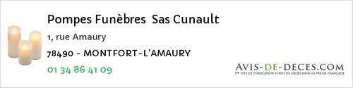Avis de décès - Carrières-sous-Poissy - Pompes Funèbres Sas Cunault