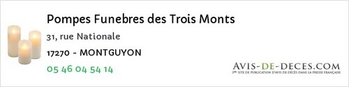 Avis de décès - Champagnac - Pompes Funebres des Trois Monts